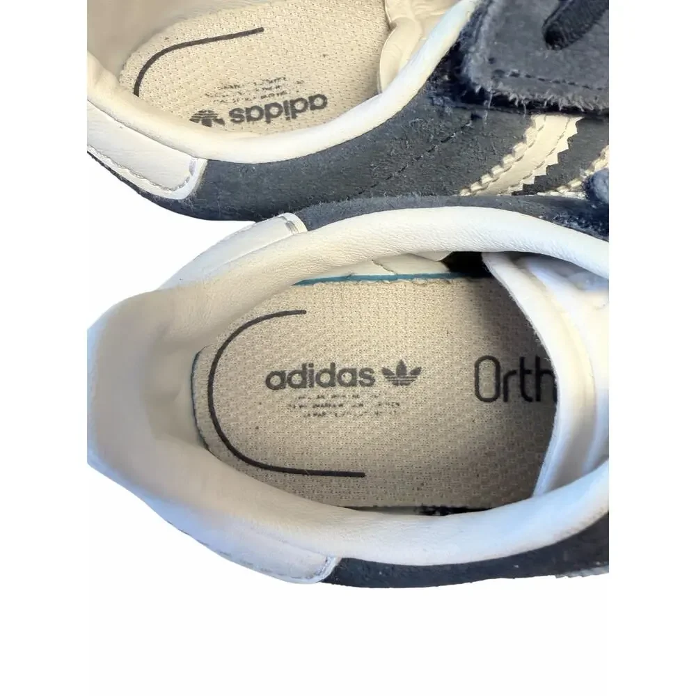 Adidas Gazelle Kids Blue White Suede Sneakers Hook Loop Ortholite Shoes